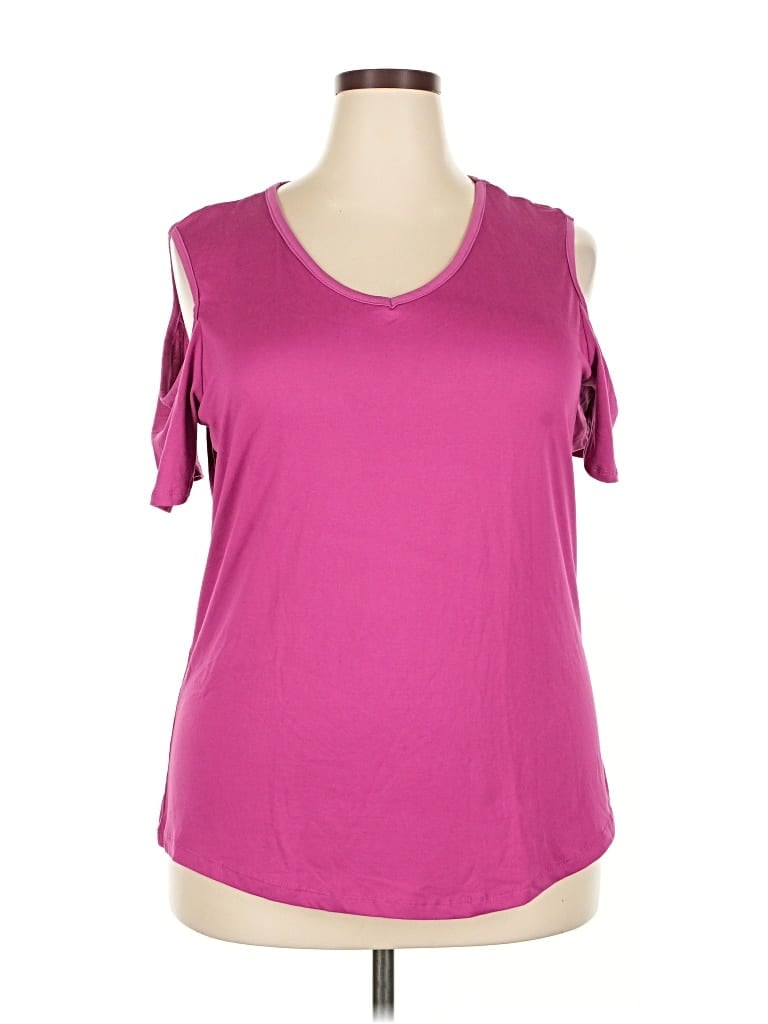 Pre-owned Just Be ... Short Sleeve Top Pink Cold Shoulder Neckline Tops