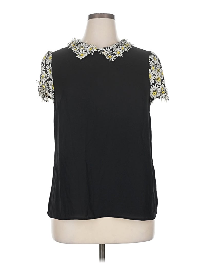 Pre-owned Maeve Short Sleeve Blouse In Black