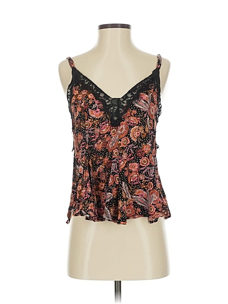 Pre-owned Intimately By Free People Tank Top Black Plunge Neckline Tops