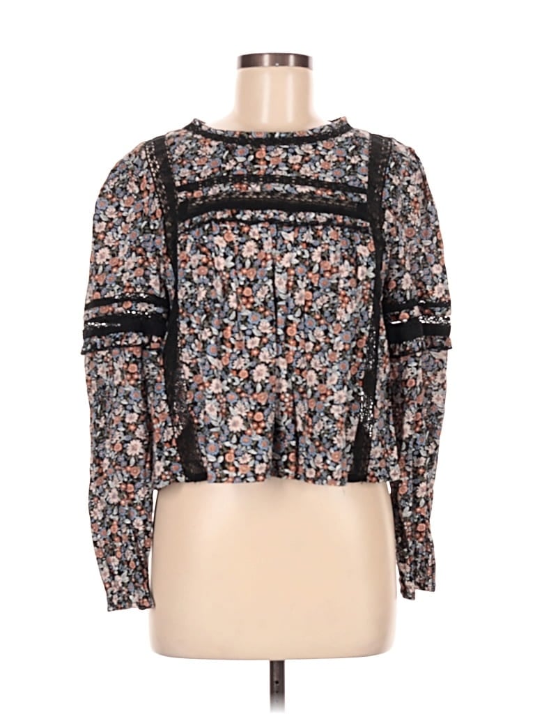 Pre-owned American Eagle Outfitters Long Sleeve Blouse In Black