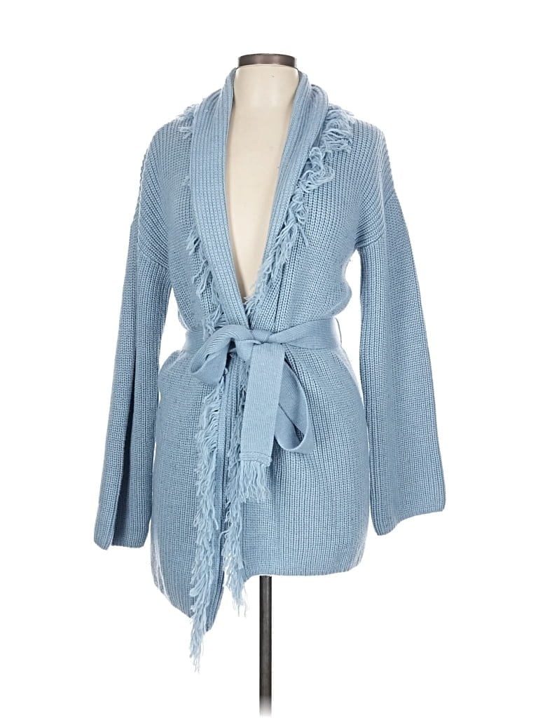 Pre-owned One Grey Day Los Angeles Cardigan Sweater In Blue