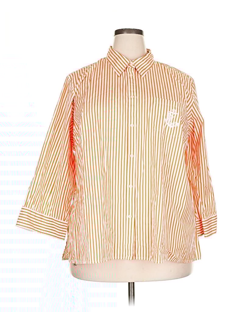 Pre-owned Polo Ralph Lauren 3/4 Sleeve Button Down Shirt In Orange
