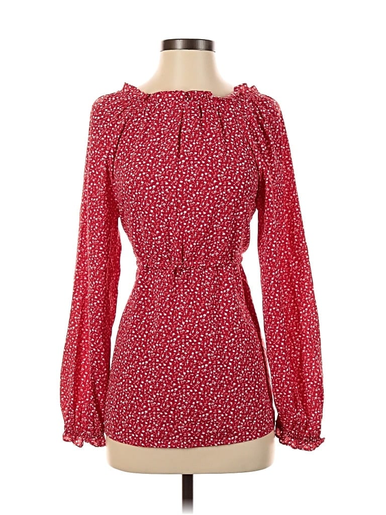 Pre-owned Isabel Long Sleeve Blouse In Red