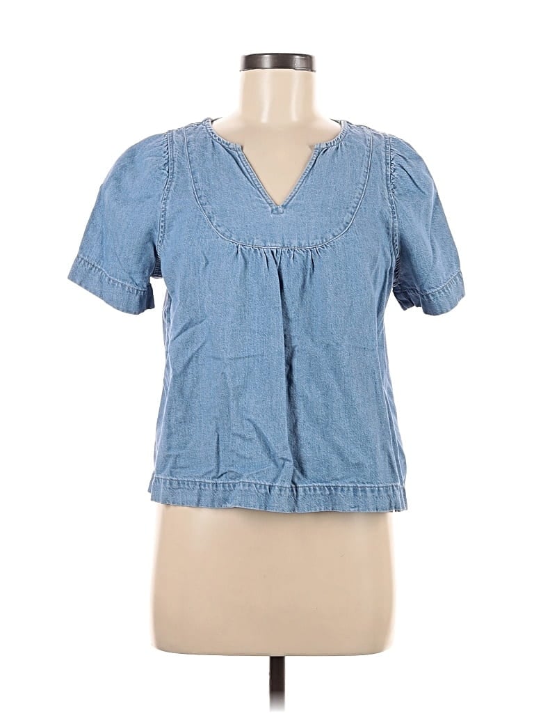 Pre-owned Madewell Short Sleeve Blouse In Blue