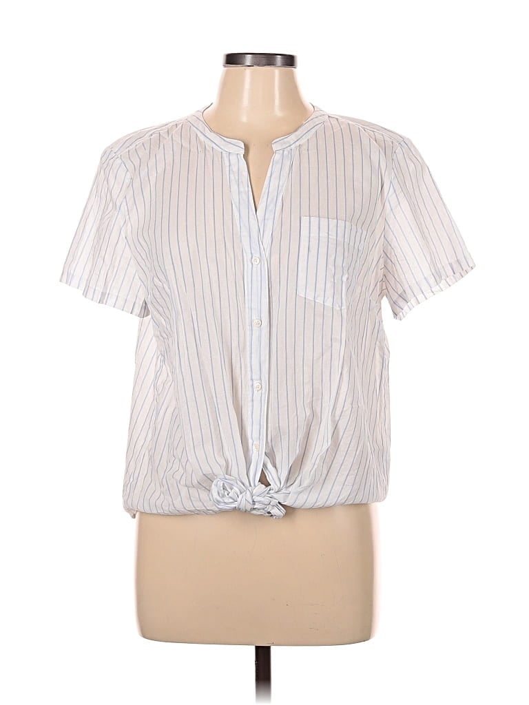 Pre-owned J.crew Factory Store Short Sleeve Blouse In White