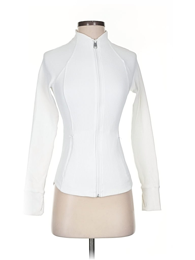 Pre-owned Athleta Cardigan Sweater In White