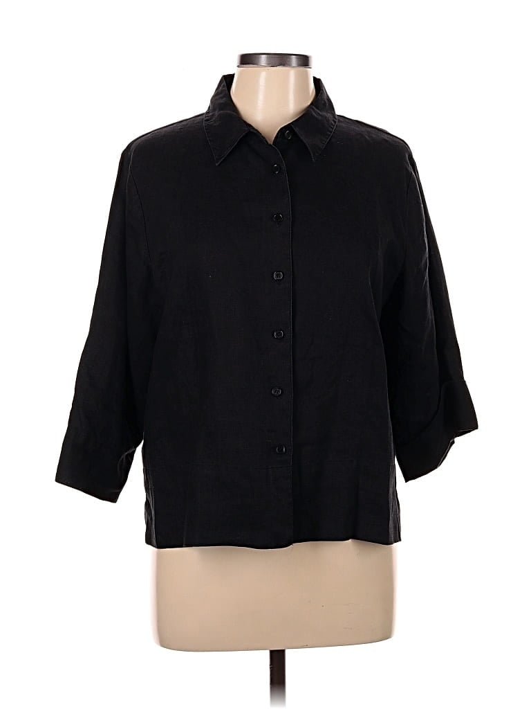 Pre-owned Westbound 3/4 Sleeve Button Down Shirt In Black