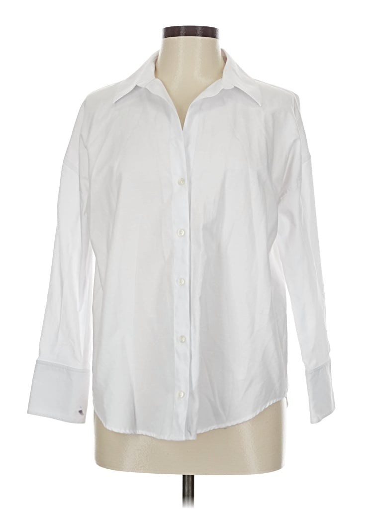 Pre-owned Zara Long Sleeve Button Down Shirt In White