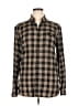 Won Hundred Checkered-gingham Plaid Brown Long Sleeve Button-Down Shirt Size 0X (estimated) - photo 1