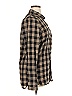 Won Hundred Checkered-gingham Plaid Brown Long Sleeve Button-Down Shirt Size 0X (estimated) - photo 4