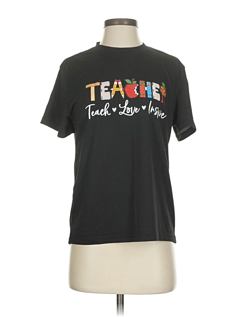 Pre-owned Shein Short Sleeve T-shirt In Black