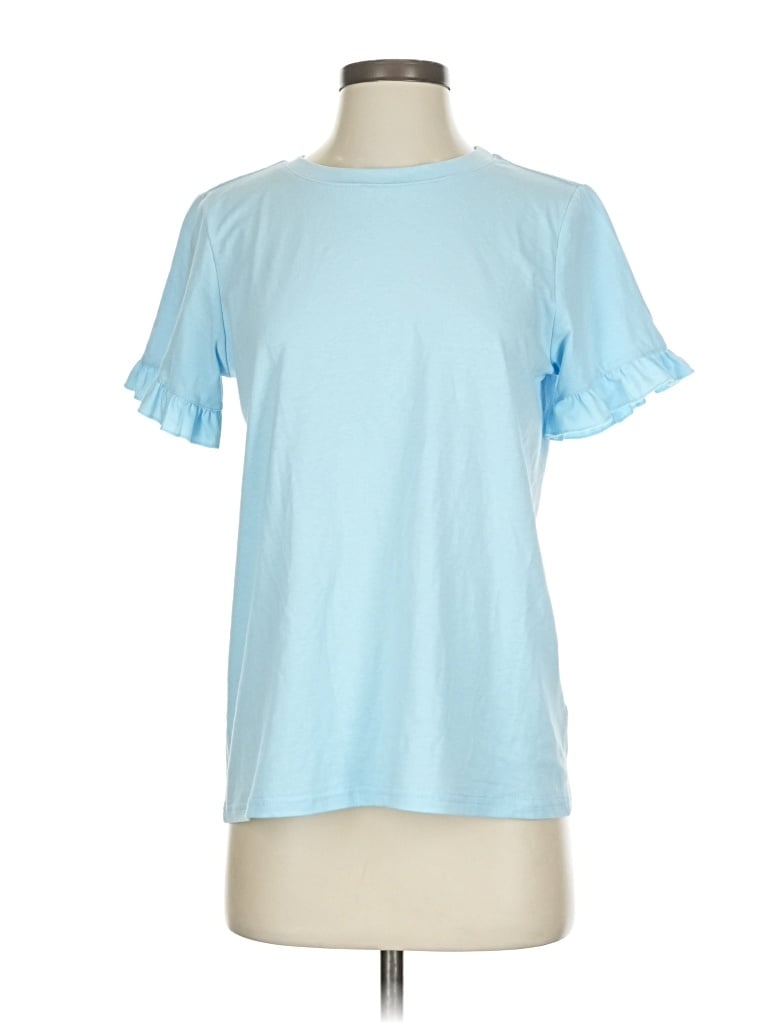 Pre-owned Fashion Short Sleeve Top Blue Crew Neck Tops