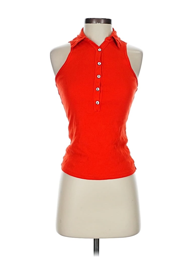 Pre-owned Michael Stars Tank Top Orange Halter Neckline Tops