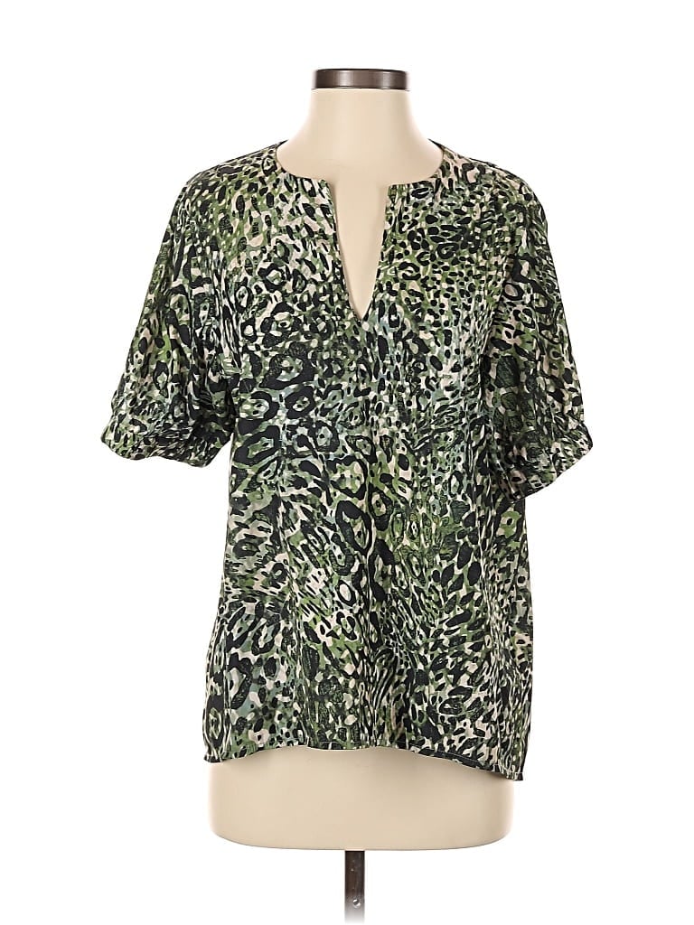 Pre-owned Lola And Sophie Short Sleeve Henley Shirt In Green