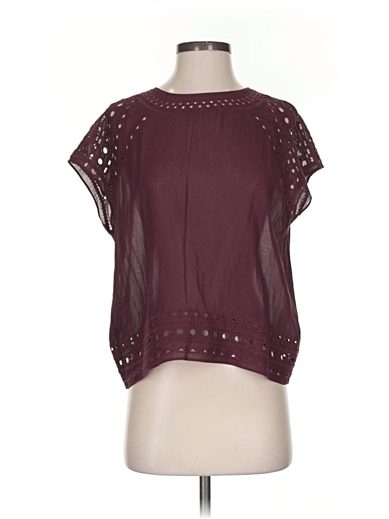 Pre-owned Wilfred Short Sleeve Blouse In Burgundy