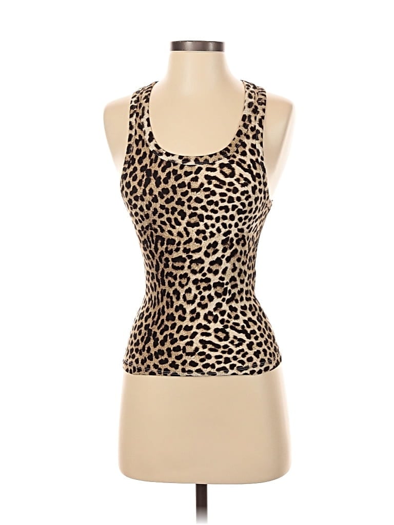 Pre-owned Stradivarius Tank Top Tan Halter Neckline Tops In Brown