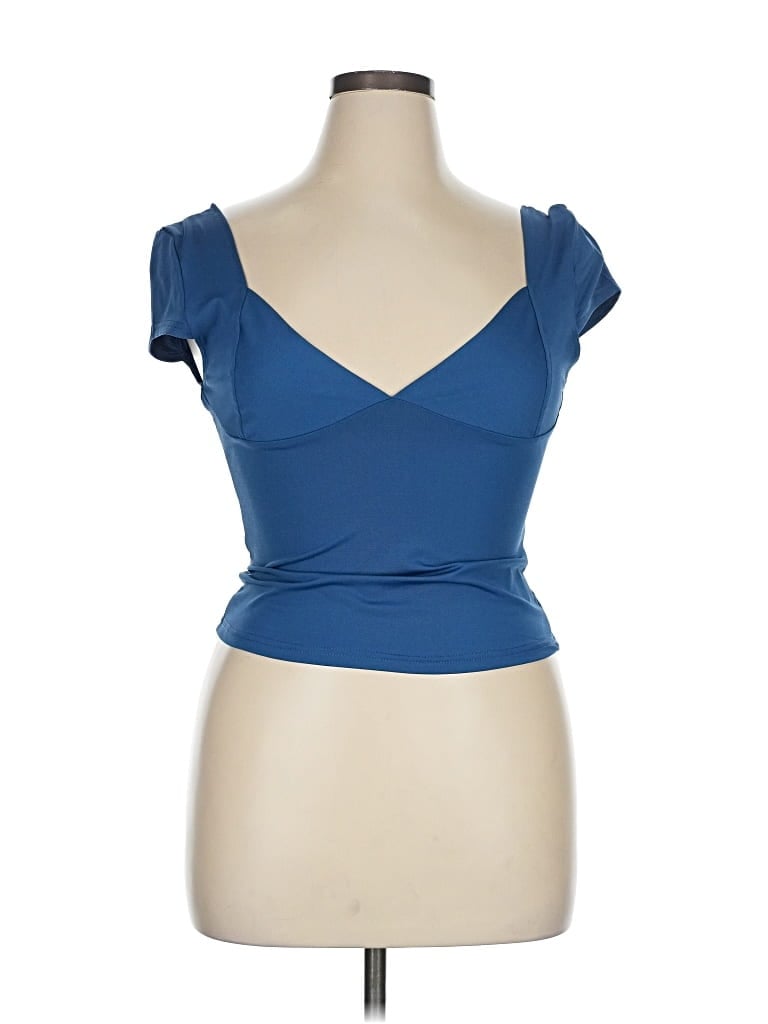 Pre-owned Shein Short Sleeve Top Blue Sweetheart Neckline Tops