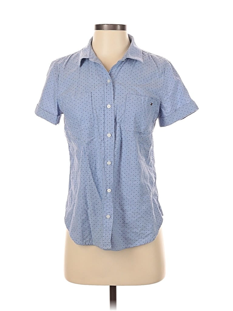 Pre-owned Tommy Hilfiger Short Sleeve Button Down Shirt In Blue