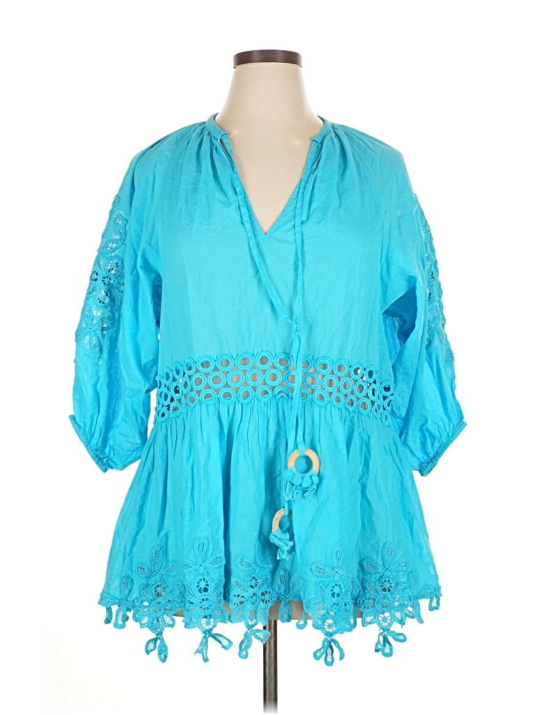 Pre-owned Ramy Brook 3/4 Sleeve Blouse In Blue