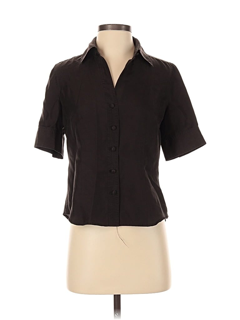 Pre-owned Ann Taylor Short Sleeve Blouse In Black