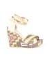 Stuart Weitzman Print Gold Yellow Wedges Size EU 38 1/2 - photo 1