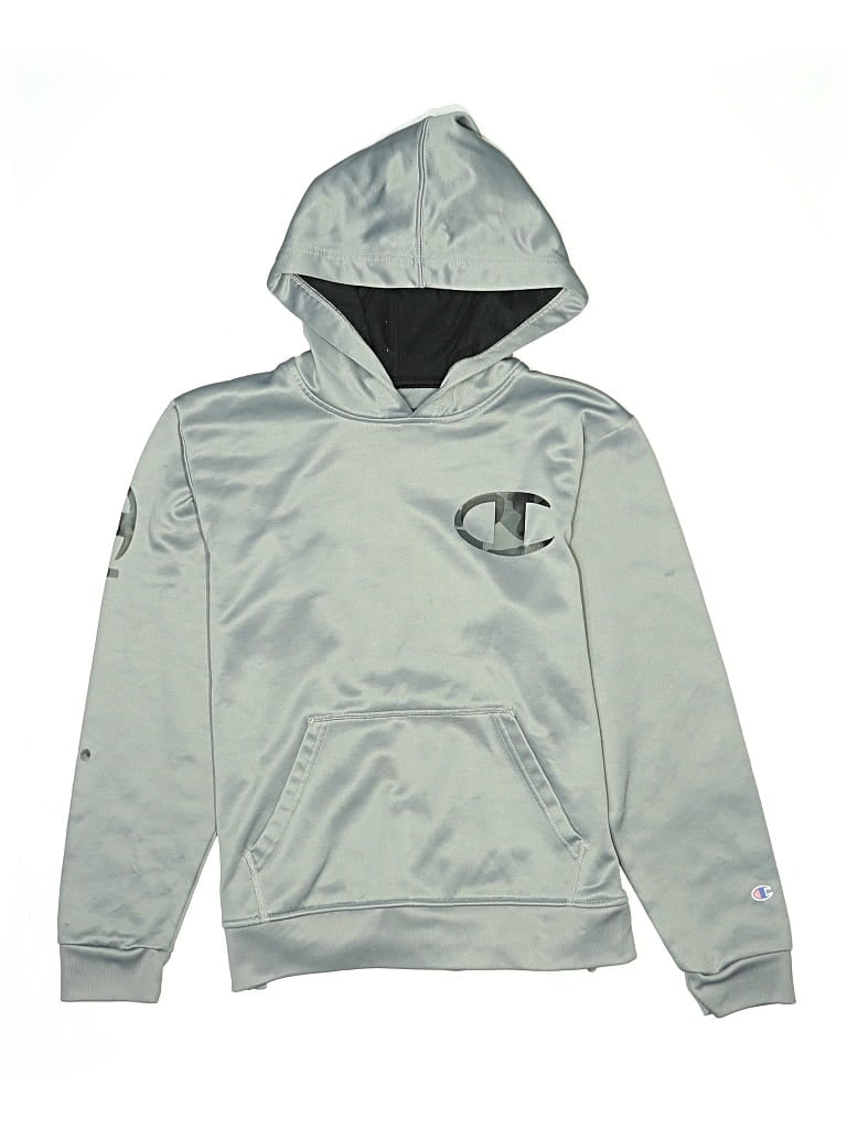 Pre-owned Champion Kids' Pullover Hoodie In Gray