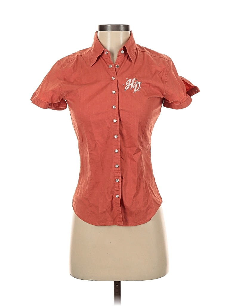 Pre-owned Harley Davidson Short Sleeve Blouse In Red