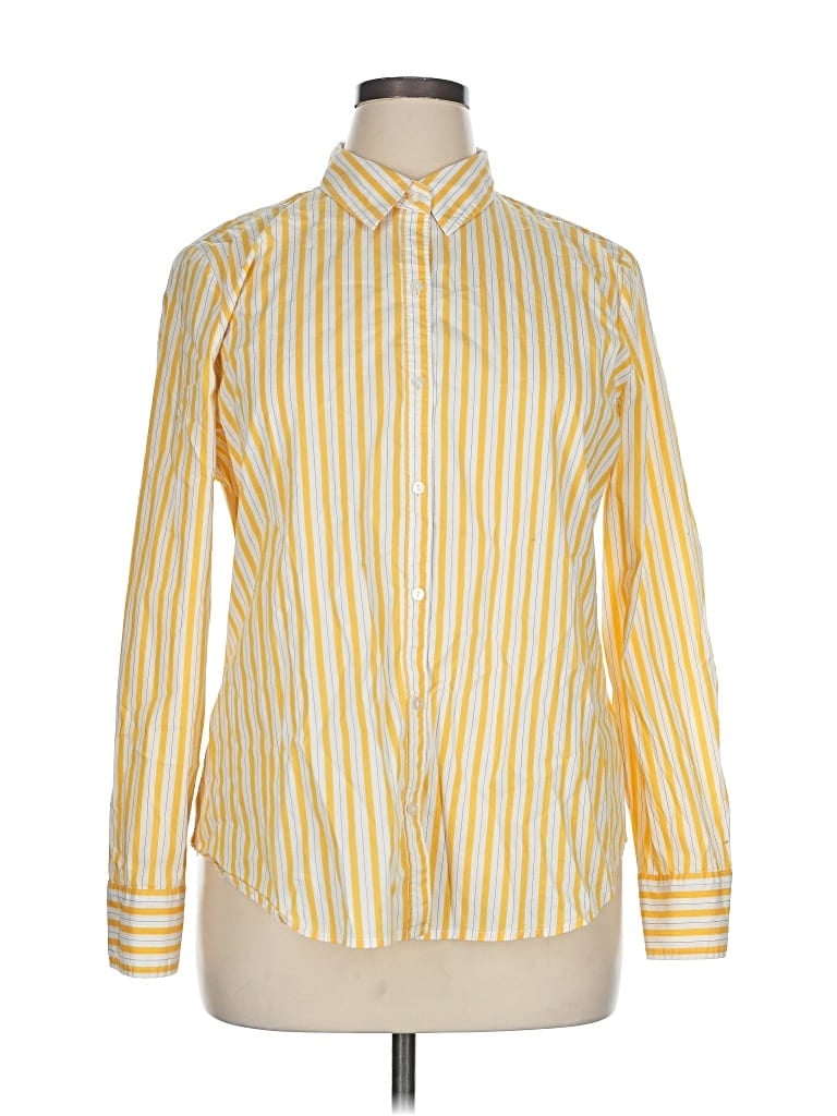 Pre-owned Worthington Long Sleeve Polo Shirt In Yellow