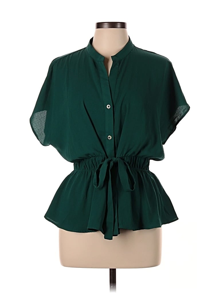 Pre-owned Sweet Rain Short Sleeve Blouse In Green