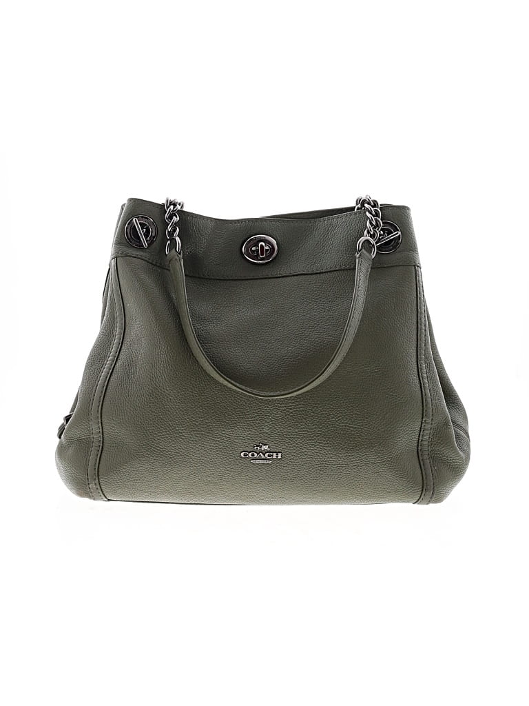 Pre-owned Coach Leather Shoulder Bag In Green