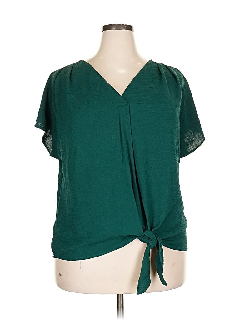 Pre-owned Beacon Short Sleeve Blouse In Green
