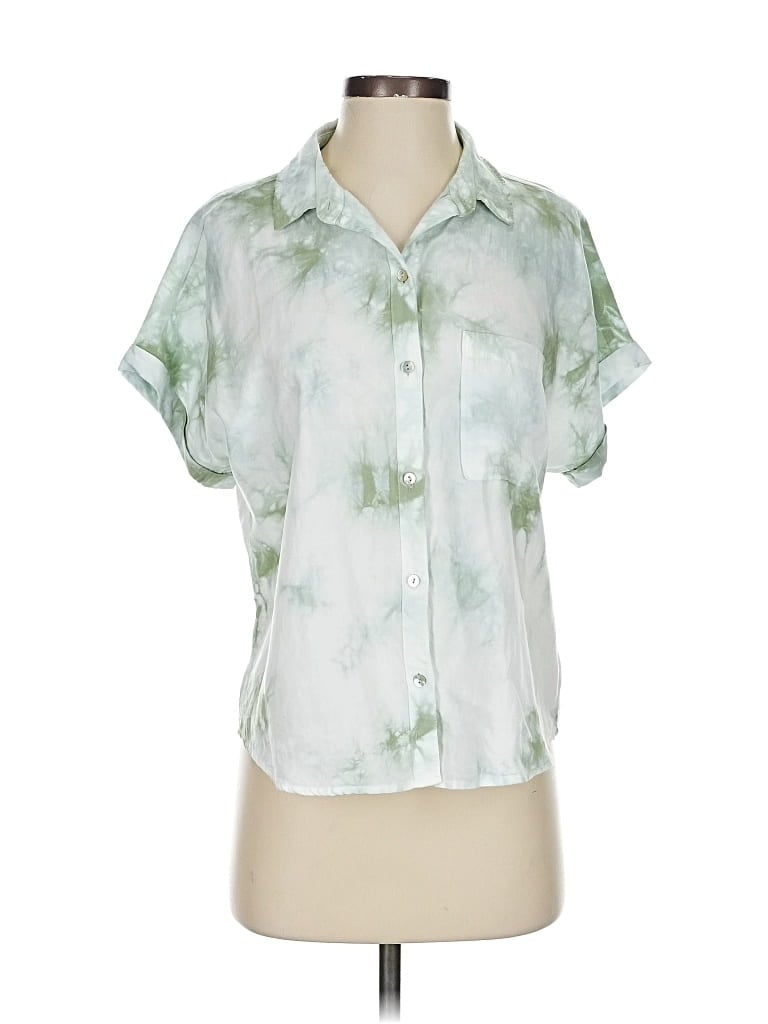 Pre-owned Cloth & Stone X Anthropologie Short Sleeve Blouse In Green