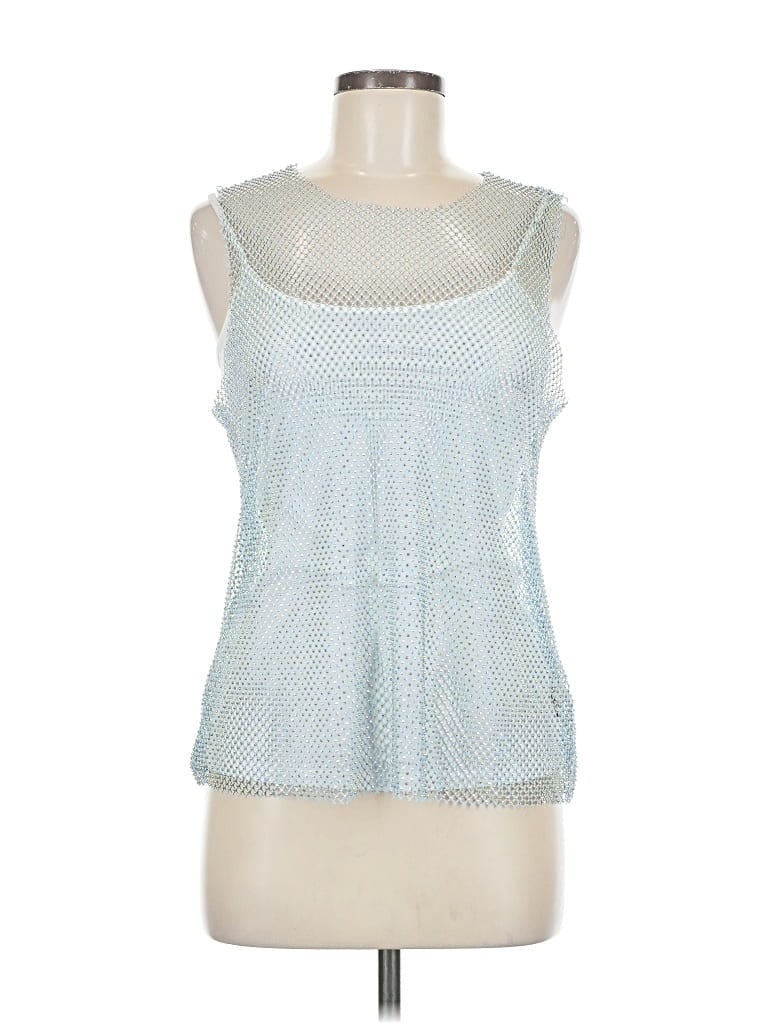 Pre-owned Haute Monde Sleeveless Top Blue Sweetheart Neckline Tops