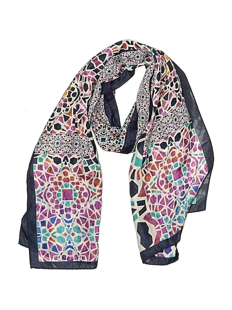 Pre-owned Nicole Miller Studio Silk Scarf In Blue