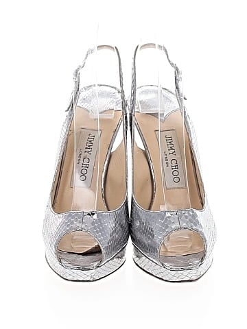 Jimmy Choo Leather Embossed Slingback Platform Pumps (view 2)