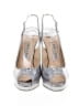 Jimmy Choo Metallic Silver Leather Embossed Slingback Platform Pumps Size EU 36 1/2 - photo 2
