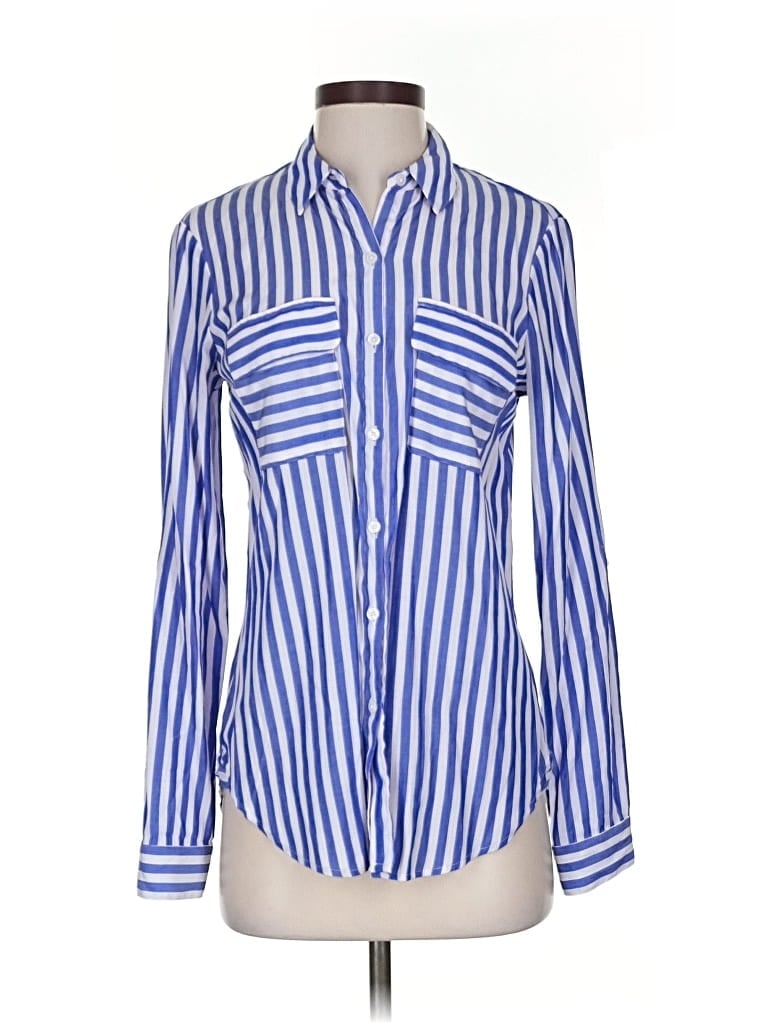 Pre-owned Express Outlet Long Sleeve Blouse In Blue