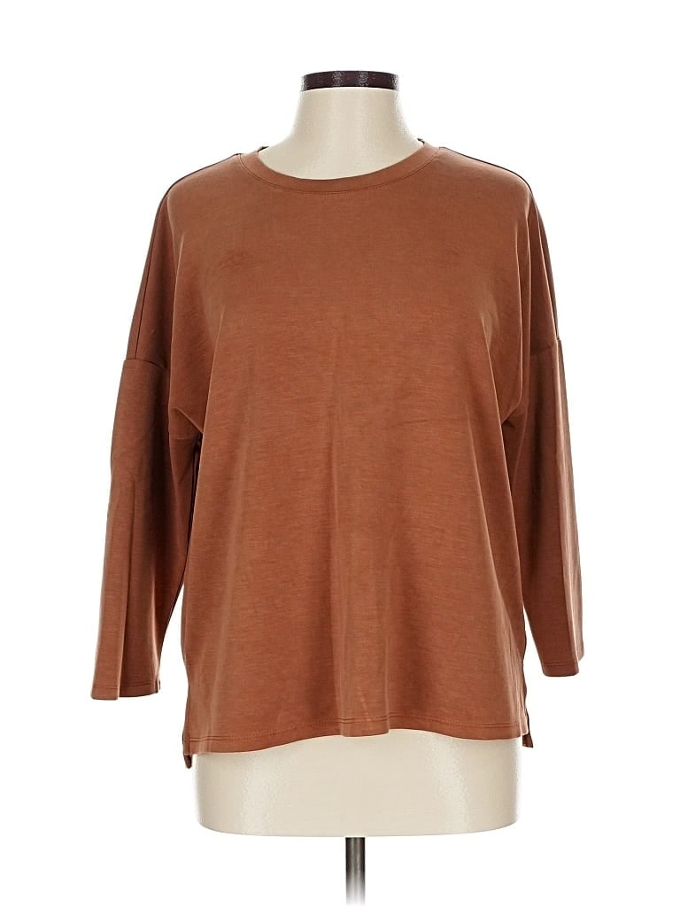 Pre-owned Cable & Gauge 3/4 Sleeve T-shirt In Brown