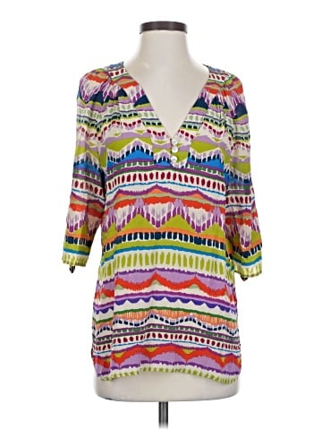 Pookie & Sebastian 3/4 Sleeve Silk Top (view 1)