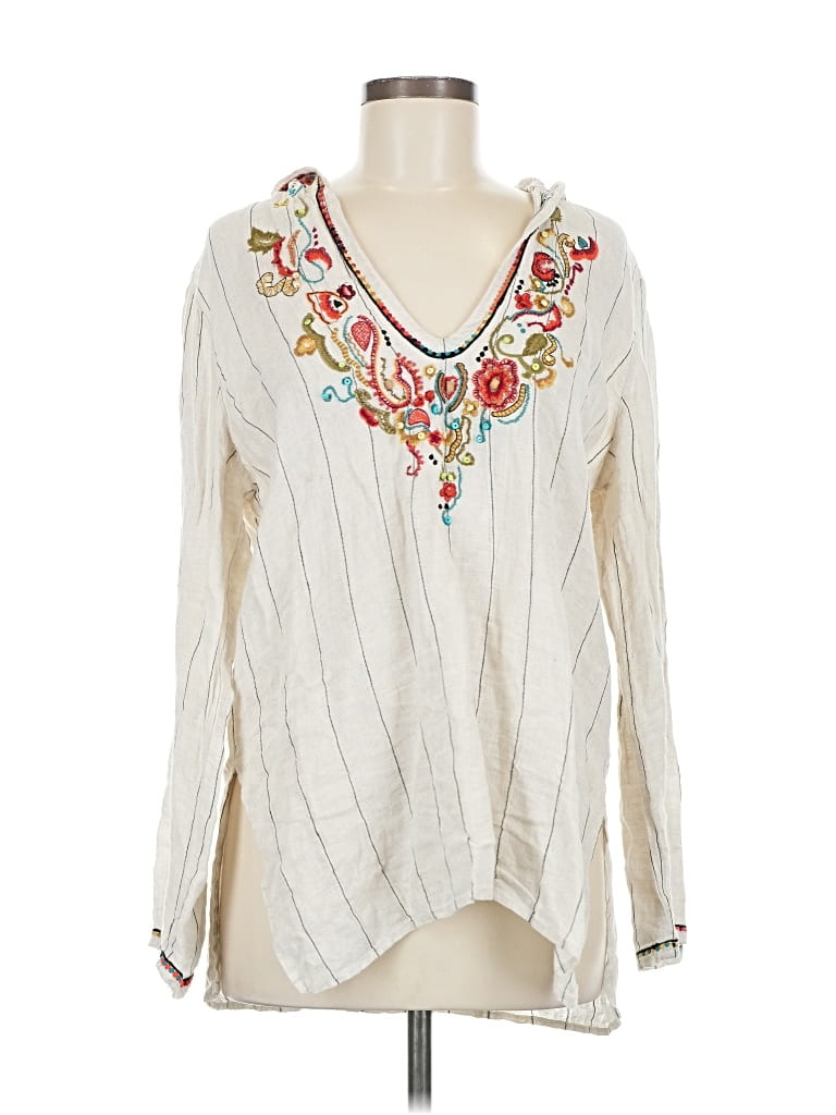 Pre-owned Chico's Long Sleeve Blouse In White