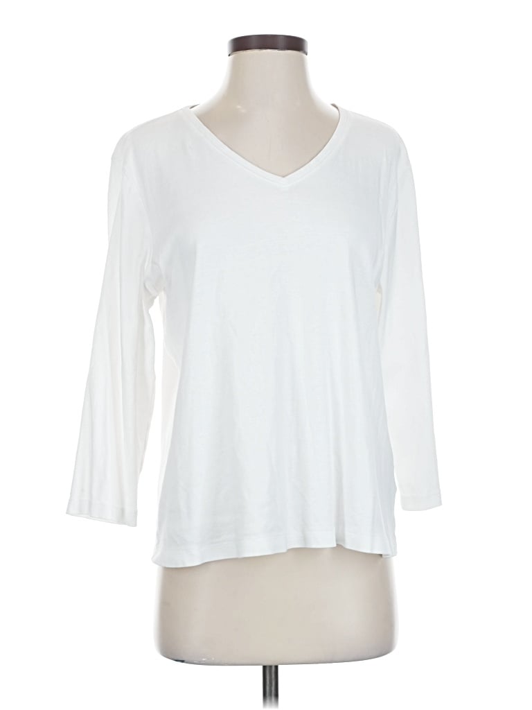 Pre-owned Chico's 3/4 Sleeve T-shirt In White
