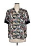 CATHERINE Catherine Malandrino 100% Polyester Floral Black Short Sleeve Blouse Size XL - photo 1