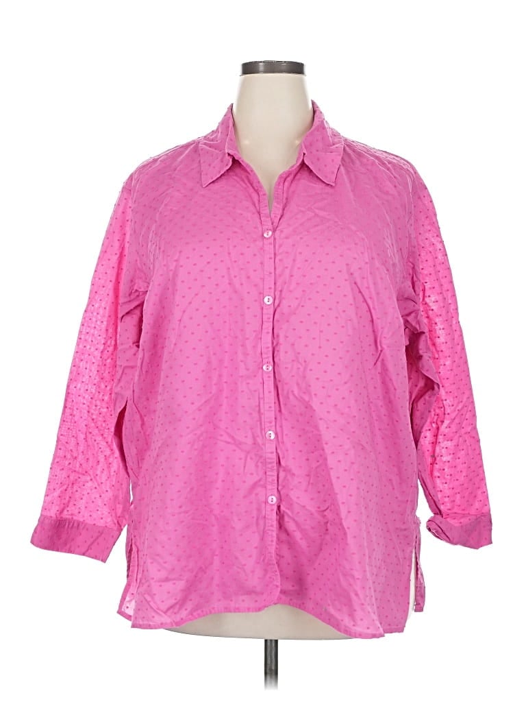Pre-owned Sigrid Olsen 3/4 Sleeve Button Down Shirt In Pink