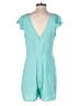 Honey Punch 100% Rayon Solid Teal Romper Size L - photo 2