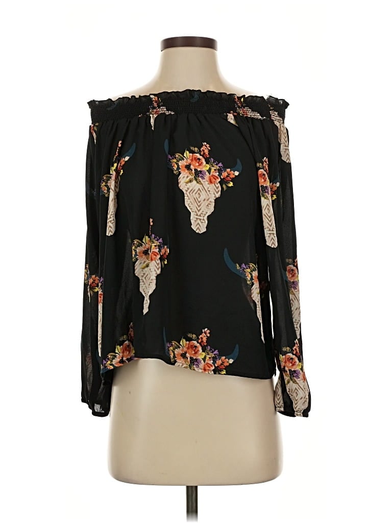 Pre-owned Altar'd State 3/4 Sleeve Blouse In Black