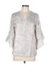 Unbranded 100% Polyester Silver 3/4 Sleeve Blouse Size M - photo 1