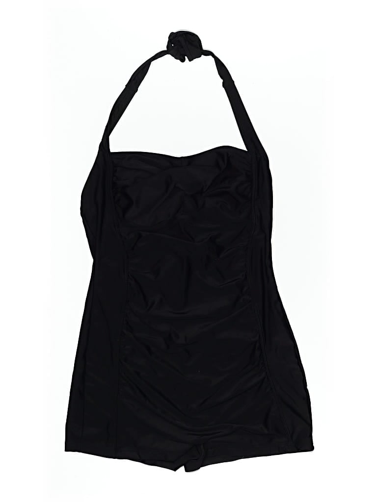 Pre-owned Unbranded Swimsuit Top Black Solid Pattern Swimwear