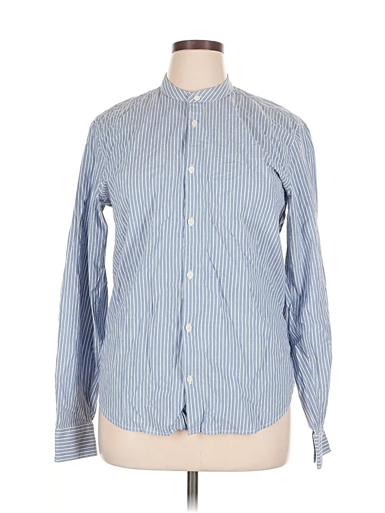 Pre-owned Sandro Long Sleeve Button Down Shirt In Blue