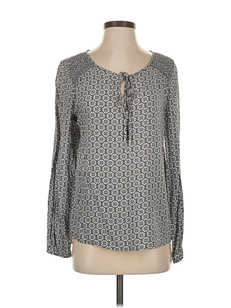 Pre-owned Dalia Collection Long Sleeve Blouse In Gray