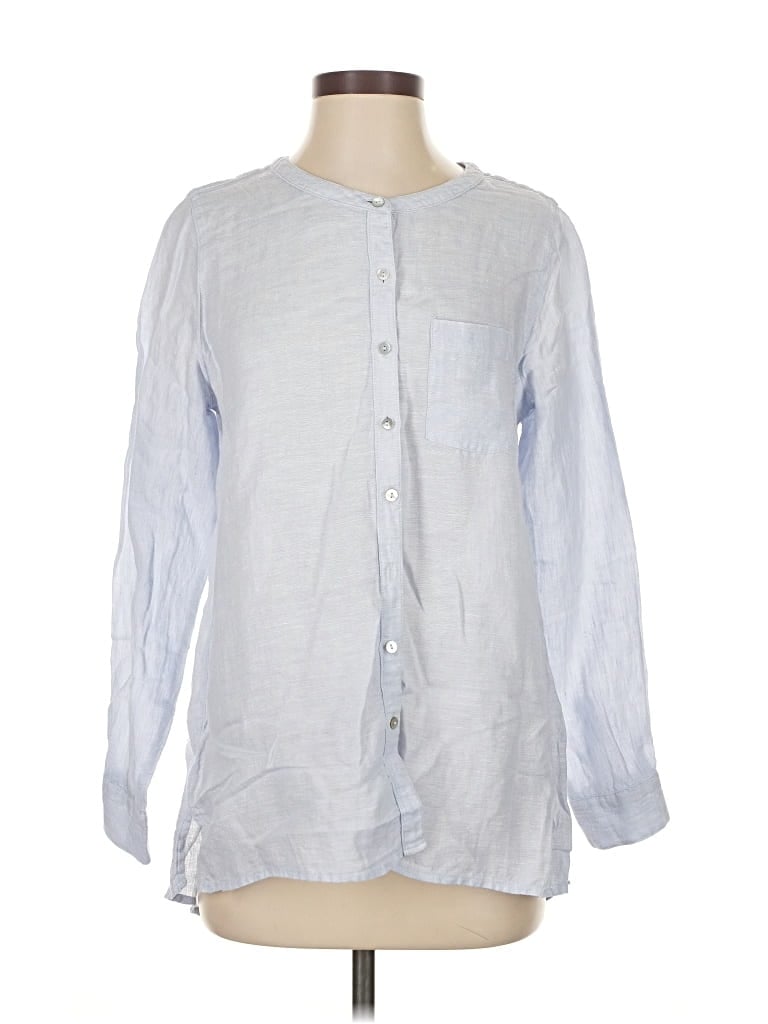 Pre-owned Sigrid Olsen 3/4 Sleeve Button Down Shirt In Blue